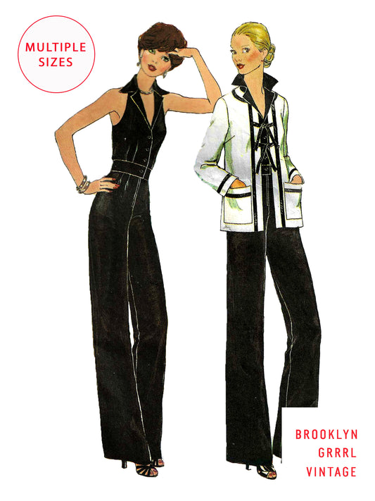 PDF Pattern - 1970s Jumpsuit & Jacket / Multiple Sizes