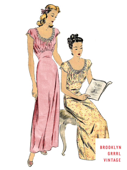 PDF Pattern 1940s Nightgown / Multiple Sizes