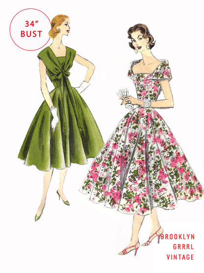 PAPER Pattern - 1950s Dress with Circle Skirt & Bolero / Bust 34