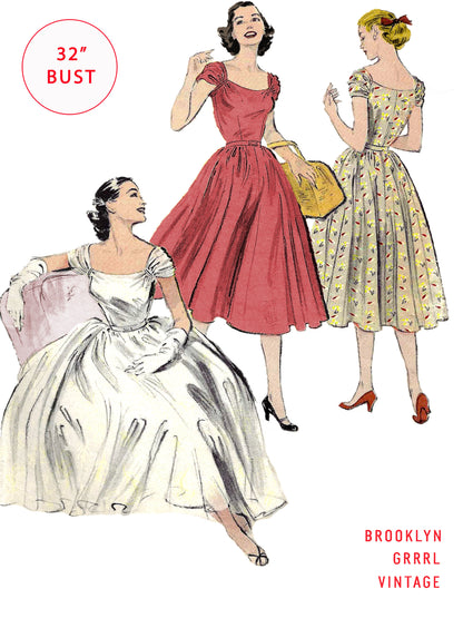 1950s Vera-Ellen Full Skirt Circle Dress / Bust 32 / PAPER Pattern