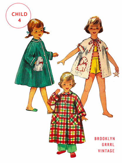 PDF Pattern - 40s Child's Robe with Bunny Pocket / Child 4