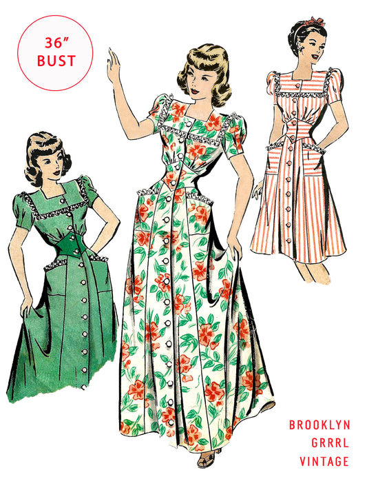 PAPER Pattern 1940s Dress or Robe / Bust 36