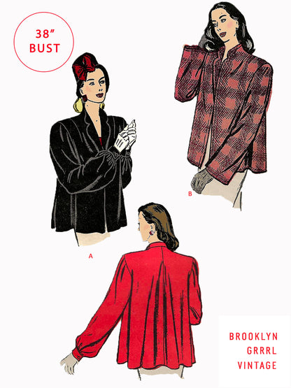 PDF Pattern - 1940s Swing Jacket / Bust 38