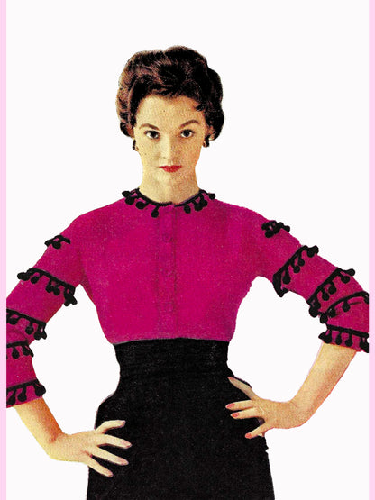 1950s Ball-Fringed Blouse - Knitting PDF Pattern