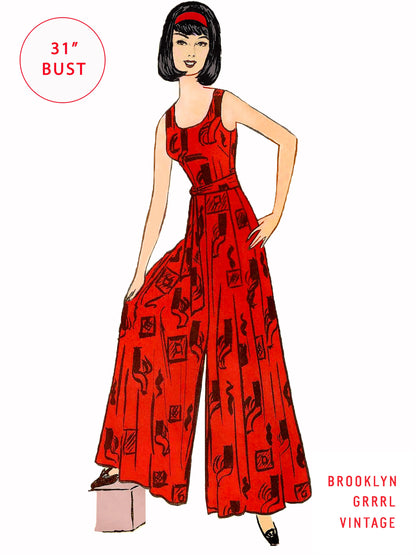 PAPER Pattern - 1960s Wide Leg Jumpsuit / Bust 31