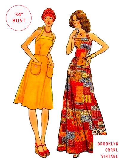 PAPER Pattern 1970s Halter Dress / Multiple Sizes
