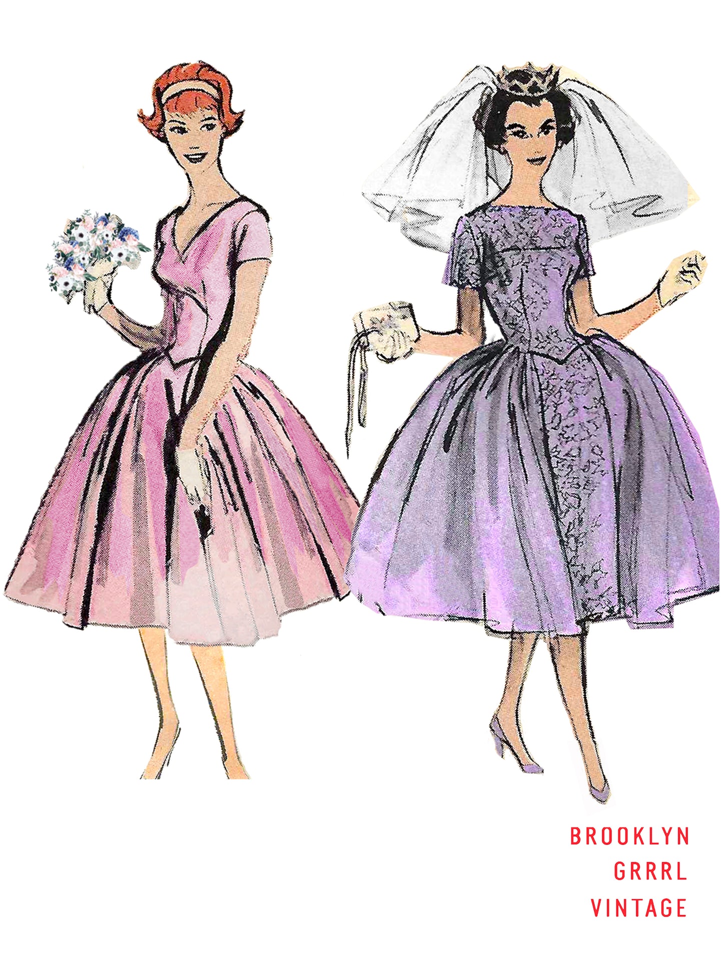 1950s 'Something Blue' Wedding and Bridesmaid Dress / Bust 36 / PAPER Pattern