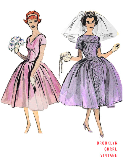 1950s 'Something Blue' Wedding and Bridesmaid Dress / Bust 36 / PAPER Pattern