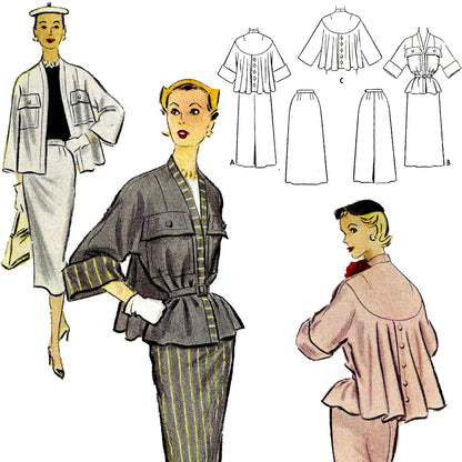 PAPER Pattern - 1950s Two Piece Suit  / Bust 34