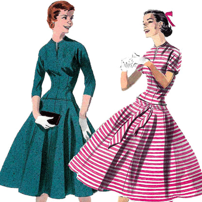 PAPER Pattern - 1950s Drop Waist Dress  / Bust 34