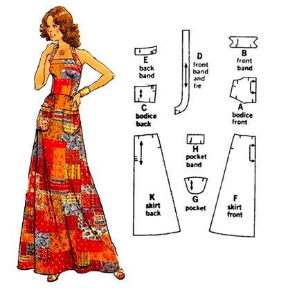 PAPER Pattern 1970s Halter Dress / Multiple Sizes