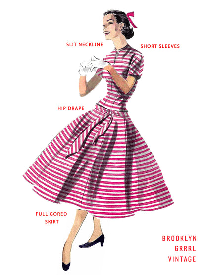 PAPER Pattern - 1950s Drop Waist Dress  / Bust 34