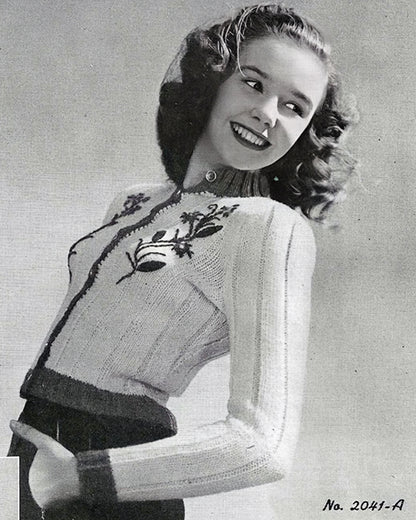 1940s Winter Sweater with Mittens, Scarf and Socks