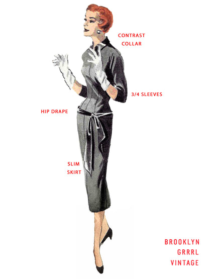 PAPER Pattern - 1950s Drop Waist Dress  / Bust 34