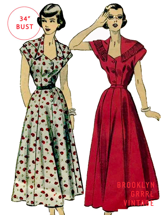 PDF Pattern - 1940s 'Vivian Lee' Dress / Bust 34