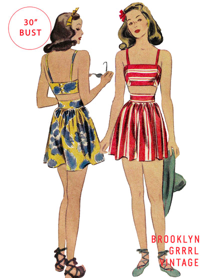 PAPER Pattern - 1940s 'The Esther Williams Bathing Suit' / Bust 30