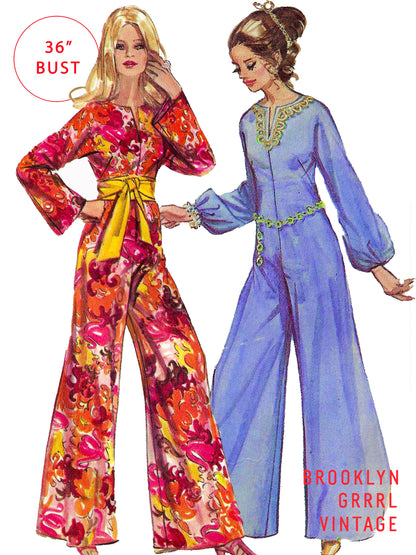 PAPER Pattern - 1970s Farrah Fawcett Jumpsuit / Bust 36