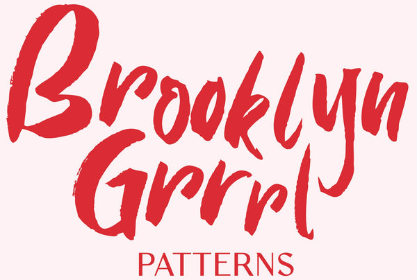 Red 'Brooklyn Grrrl Patterns' text on a white background