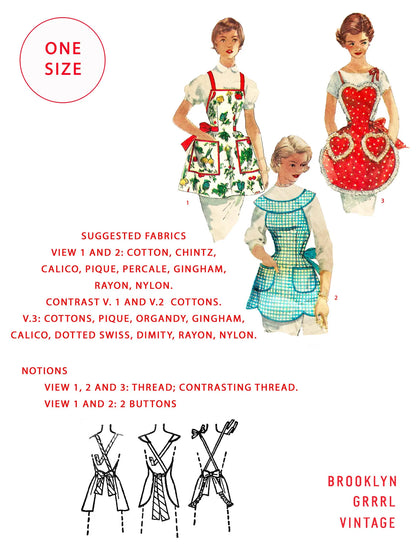 1950s The Pin-Up Pantry Apron Trio (Paper Pattern)