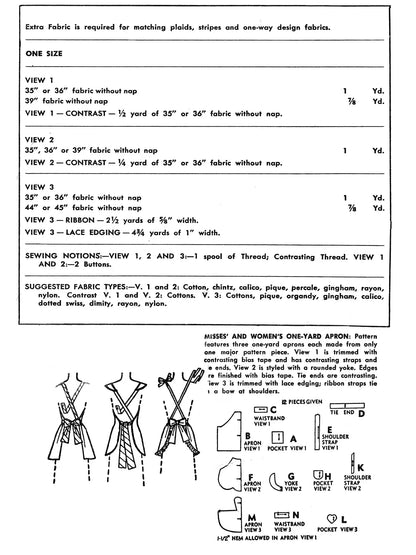 1950s The Pin-Up Pantry Apron Trio (Paper Pattern)