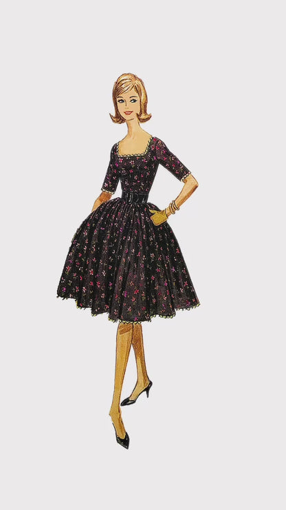 PDF Pattern - 1950's Fit and Flare Dress with Petticoat / Bust 38